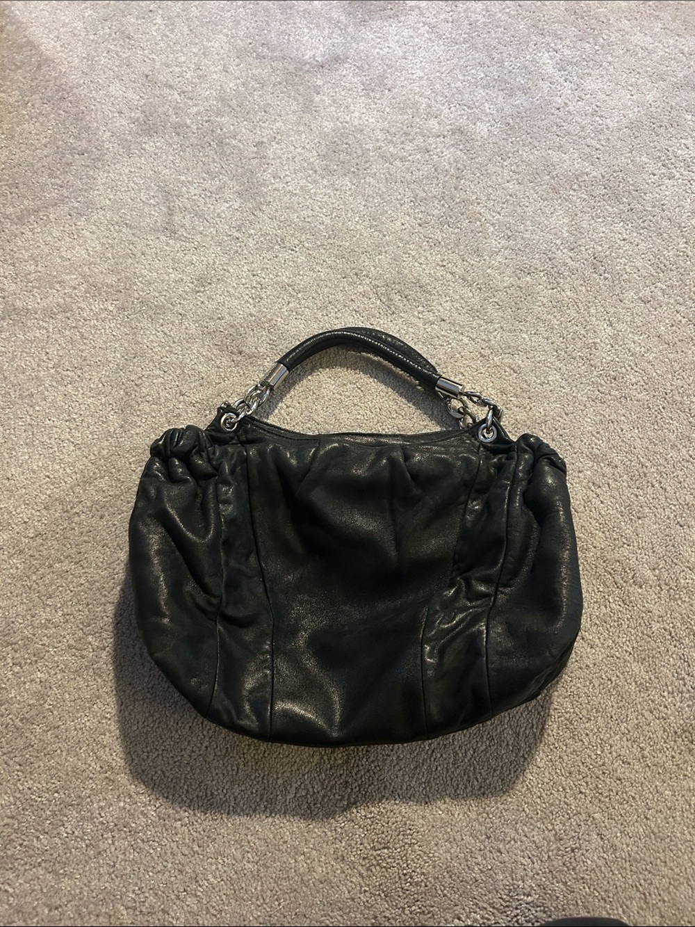 Michael Kors Black Leather Shoulder Hobo Bag